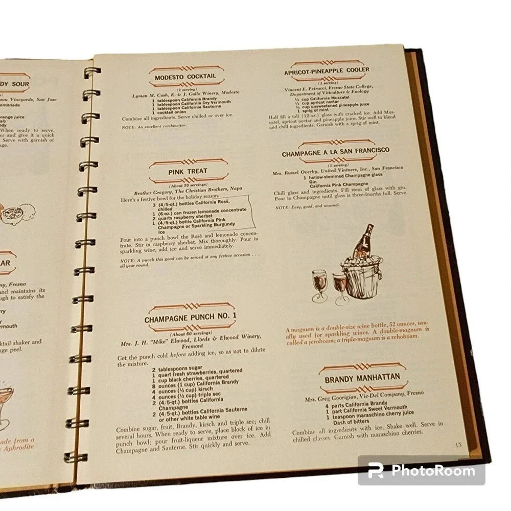Adventures in Wine Cookery by California Winemakers 1965 Hardcover Spiral
